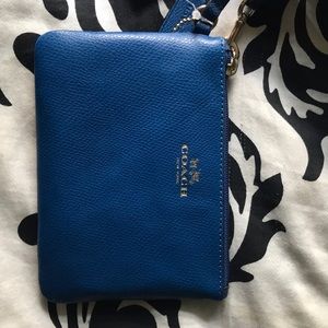 Blue leather Coach wristlet